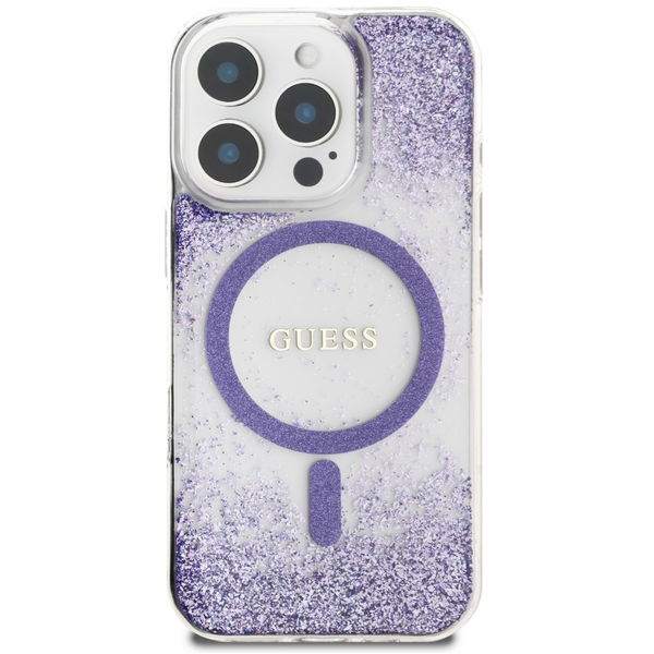 Guess - Hardcase Resin Bottom Glitter MagSafe (GUHMP16XRGRGEU) - iPhone 16 Pro Max - Purple