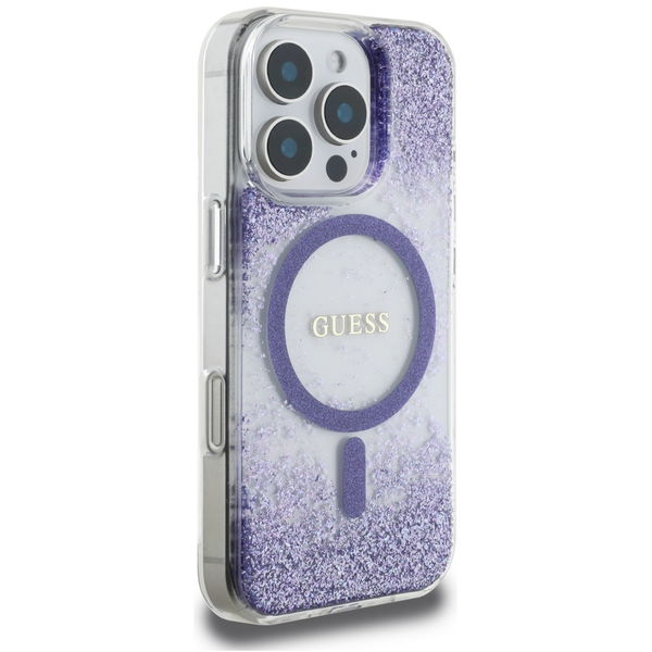 Guess - Hardcase Resin Bottom Glitter MagSafe (GUHMP16XRGRGEU) - iPhone 16 Pro Max - Purple