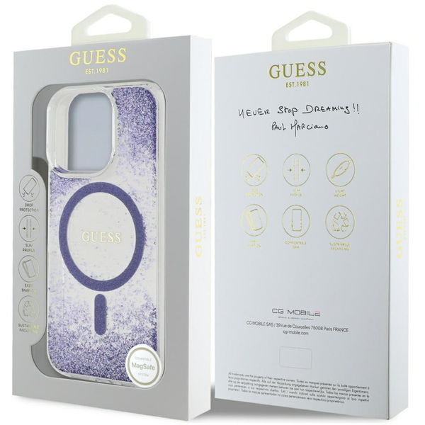 Guess - Hardcase Resin Bottom Glitter MagSafe (GUHMP16XRGRGEU) - iPhone 16 Pro Max - Purple