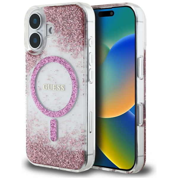 Guess - Hardcase Resin Bottom Glitter MagSafe (GUHMP16SRGRGEP) - iPhone 16 - Pink