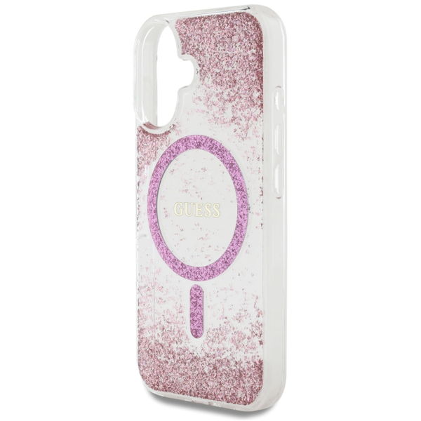 Guess - Hardcase Resin Bottom Glitter MagSafe (GUHMP16SRGRGEP) - iPhone 16 - Pink