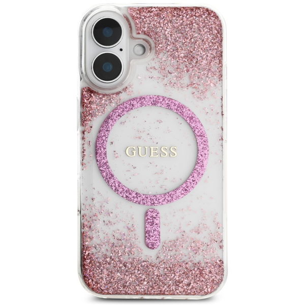 Guess - Hardcase Resin Bottom Glitter MagSafe (GUHMP16SRGRGEP) - iPhone 16 - Pink