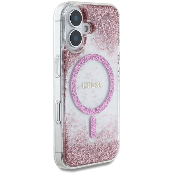 Guess - Hardcase Resin Bottom Glitter MagSafe (GUHMP16SRGRGEP) - iPhone 16 - Pink