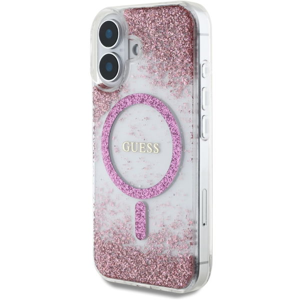Guess - Hardcase Resin Bottom Glitter MagSafe (GUHMP16SRGRGEP) - iPhone 16 - Pink