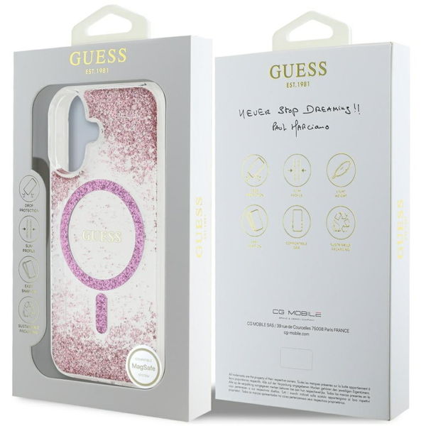 Guess - Hardcase Resin Bottom Glitter MagSafe (GUHMP16SRGRGEP) - iPhone 16 - Pink