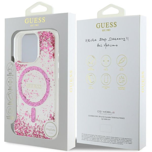 Guess - Hardcase Resin Bottom Glitter MagSafe (GUHMP16LRGRGEP) - iPhone 16 Pro - Pink