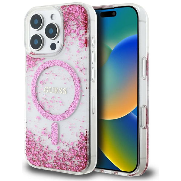 Guess - Hardcase Resin Bottom Glitter MagSafe (GUHMP16XRGRGEP) - iPhone 16 Pro Max - Pink