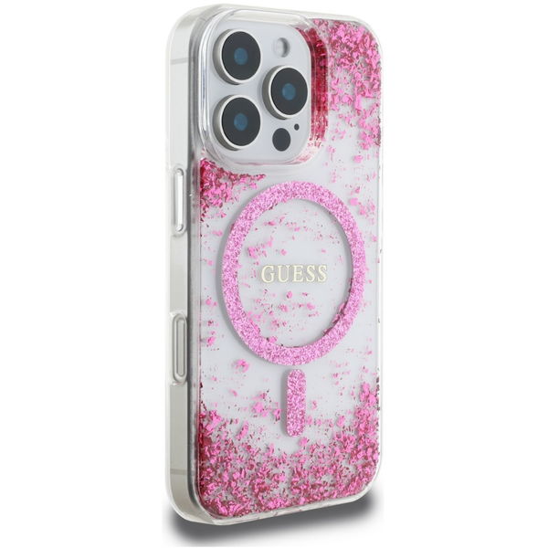 Guess - Hardcase Resin Bottom Glitter MagSafe (GUHMP16XRGRGEP) - iPhone 16 Pro Max - Pink
