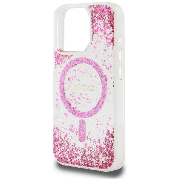 Guess - Hardcase Resin Bottom Glitter MagSafe (GUHMP16XRGRGEP) - iPhone 16 Pro Max - Pink