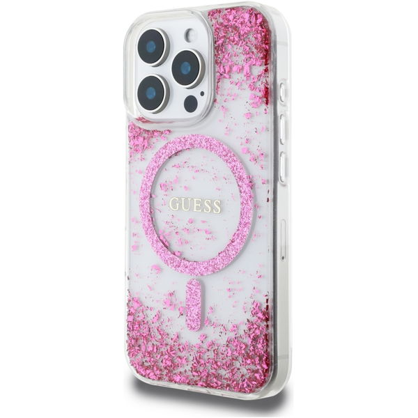 Guess - Hardcase Resin Bottom Glitter MagSafe (GUHMP16XRGRGEP) - iPhone 16 Pro Max - Pink