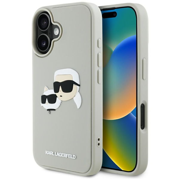 Karl Lagerfeld - 3D Design (KLHCP16SRBCKCHLE) - iPhone 16 - Beige Rubber Karl&Choupette
