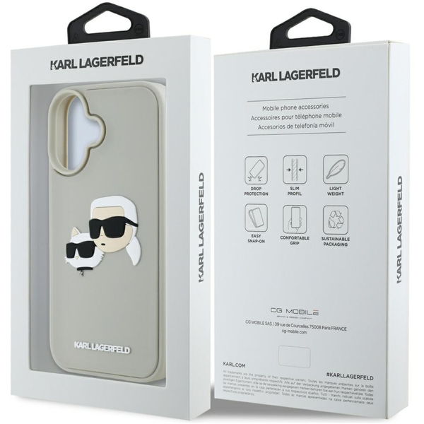 Karl Lagerfeld - 3D Design (KLHCP16SRBCKCHLE) - iPhone 16 - Beige Rubber Karl&Choupette
