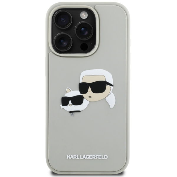 Karl Lagerfeld - 3D Design (KLHCP16LRBCKCHLE) - iPhone 16 Pro - Beige Rubber Karl&Choupette