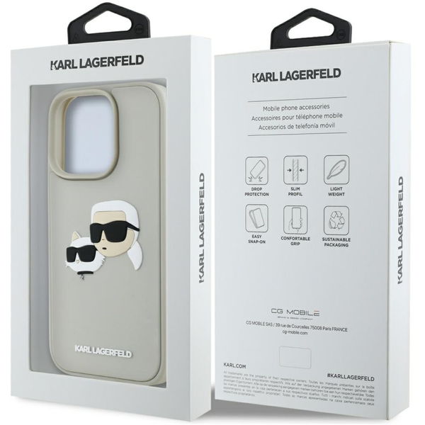Karl Lagerfeld - 3D Design (KLHCP16LRBCKCHLE) - iPhone 16 Pro - Beige Rubber Karl&Choupette