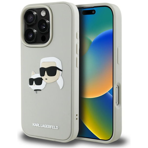 Karl Lagerfeld - 3D Design (KLHCP16XRBCKCHLE) - iPhone 16 Pro Max - Beige Rubber Karl&Choupette