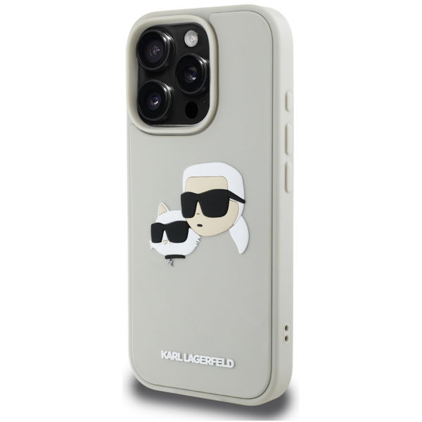 Karl Lagerfeld - 3D Design (KLHCP16XRBCKCHLE) - iPhone 16 Pro Max - Beige Rubber Karl&Choupette