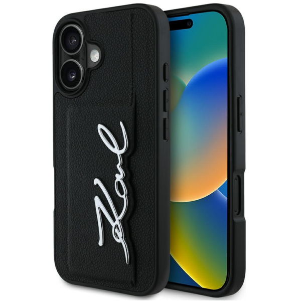 Karl Lagerfeld - Hardcase Leather Cardslot (KLHCP16SPGPVKSK) - iPhone 16 - Metal Signature
