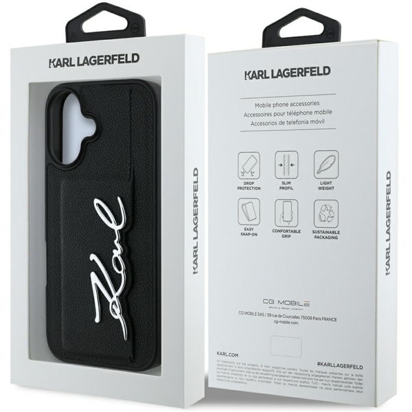 Karl Lagerfeld - Hardcase Leather Cardslot (KLHCP16SPGPVKSK) - iPhone 16 - Metal Signature