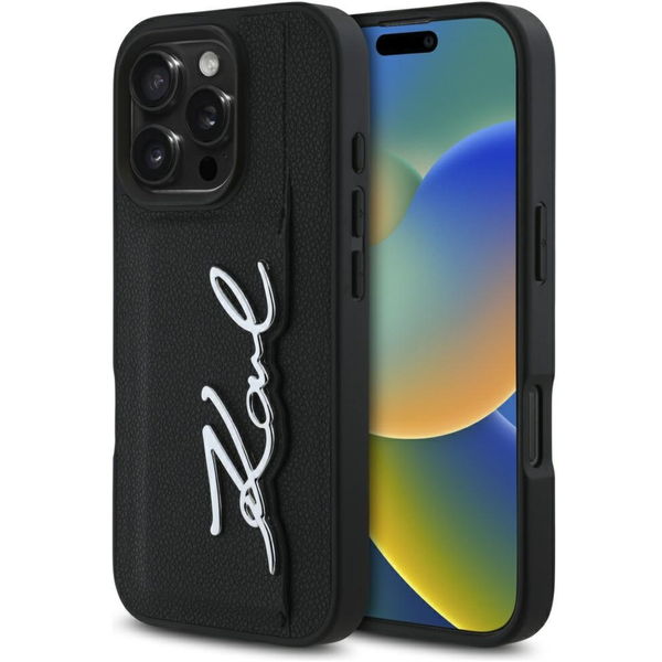 Karl Lagerfeld - Hardcase Leather Cardslot (KLHCP16LPGPVKSK) - iPhone 16 Pro - Metal Signature