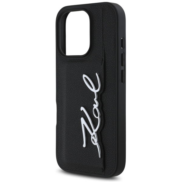 Karl Lagerfeld - Hardcase Leather Carslot (KLHCP16XPGPVKSK) - iPhone 16 Pro Max - Metal Signature