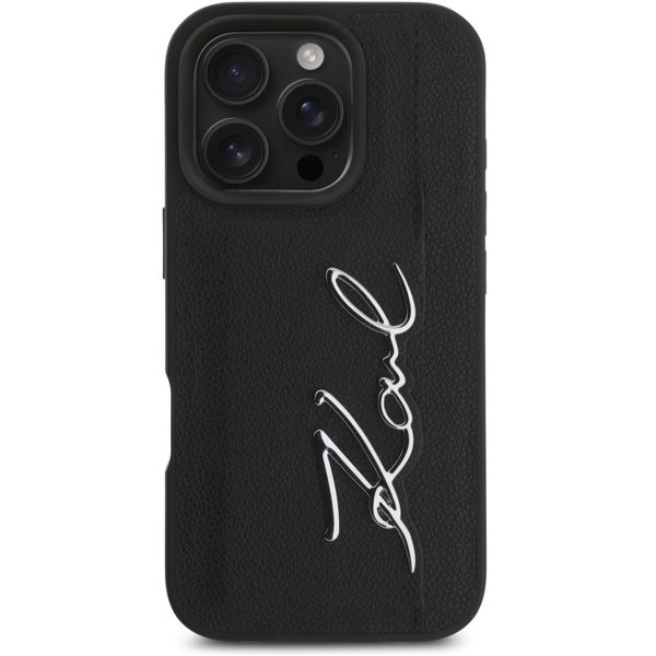 Karl Lagerfeld - Hardcase Leather Carslot (KLHCP16XPGPVKSK) - iPhone 16 Pro Max - Metal Signature