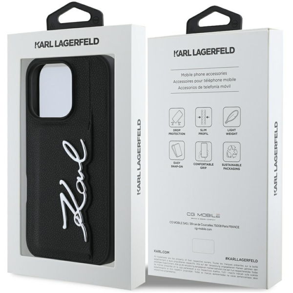Karl Lagerfeld - Hardcase Leather Carslot (KLHCP16XPGPVKSK) - iPhone 16 Pro Max - Metal Signature