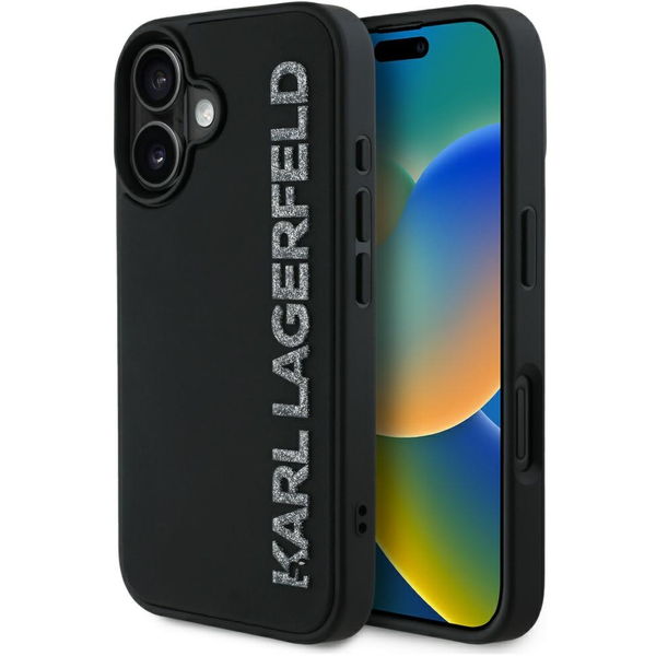 Karl Lagerfeld - 3D Design (KLHCP16SRBKGVCK) - iPhone 16 - Rubber Elongated Glitter Logo