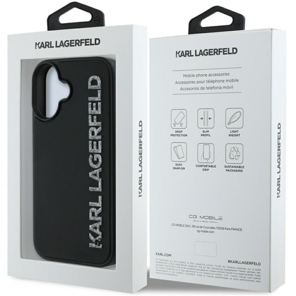 Karl Lagerfeld - 3D Design (KLHCP16SRBKGVCK) - iPhone 16 - Rubber Elongated Glitter Logo