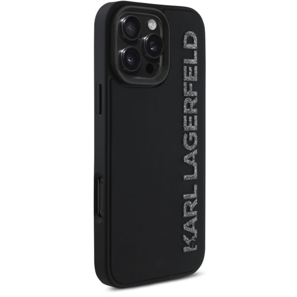 Karl Lagerfeld - 3D Design (KLHCP16LRBKGVCK) - iPhone 16 Pro - Rubber Elongated Glitter Logo