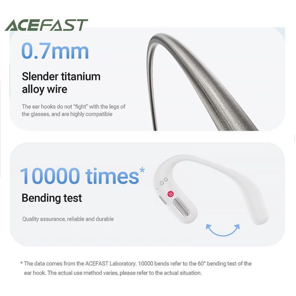 Acefast - Wireless Earbuds (FA002) - for Sports, Bluetooth V5.3, IP54, 500mAh - White