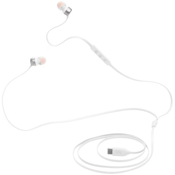 JBL - Wired Earphones 310C - Type-C, Hi-Res Audio, Pure Bass Sound, 3 Buttons Remote with Microphone - White