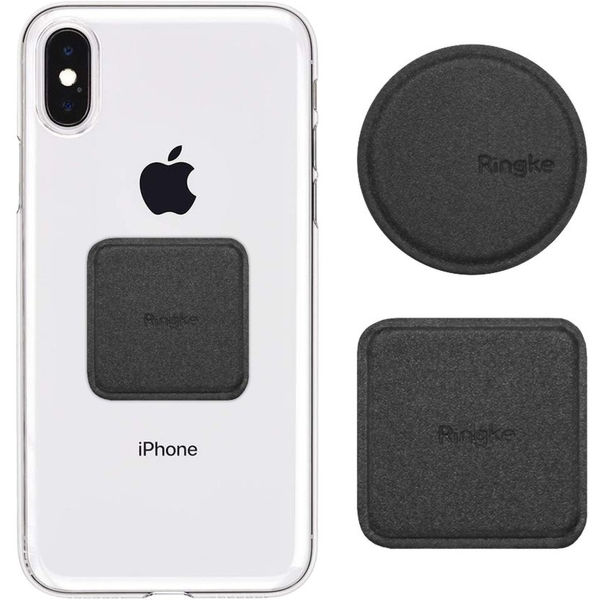 Ringke - Metal Plate (2 pack) - PU Leather Cover - Black