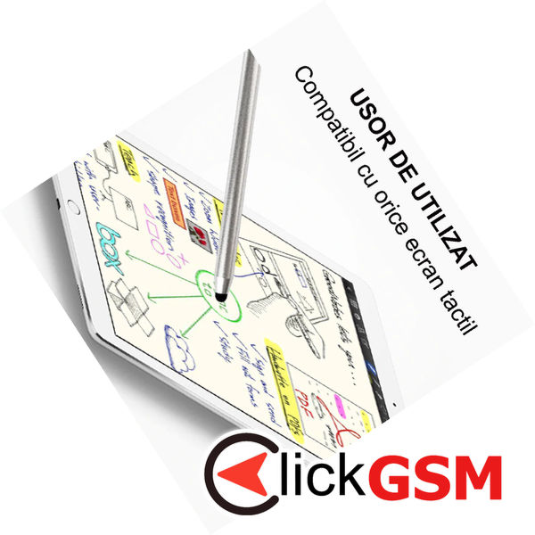 Techsuit - Stylus Pen (JC01) - Aluminum Alloy, Android, iOS, Microsoft - Silver White