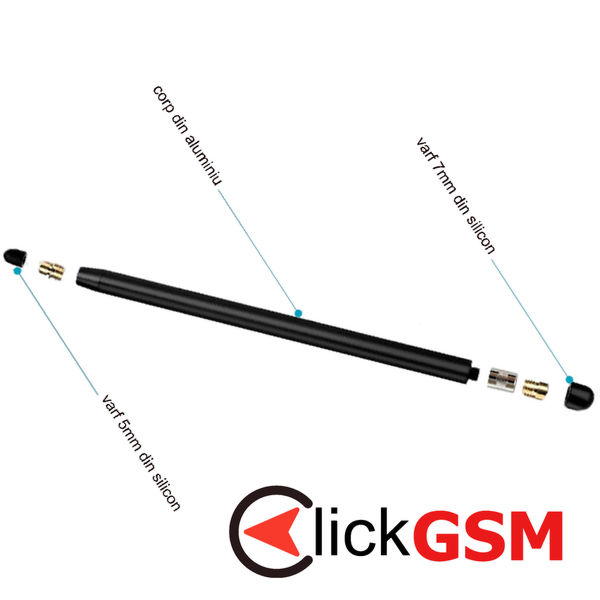 Techsuit - Stylus Pen (JC01) - Aluminum Alloy, Android, iOS, Microsoft - Black