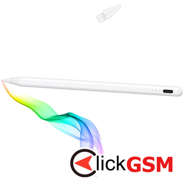 Techsuit - Stylus Pen (JA04) - Active, Aluminum Alloy, for iPad, with Charging Cable - White