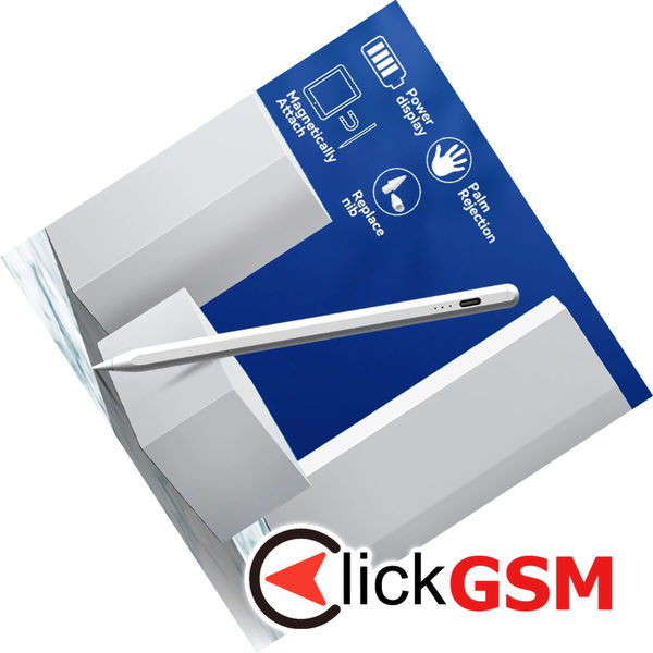 Techsuit - Stylus Pen (JA04) - Active, Aluminum Alloy, for iPad, with Charging Cable - White