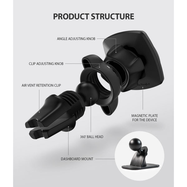 Ringke - Car Holder - Power Indicator Design for Air Vent - Black