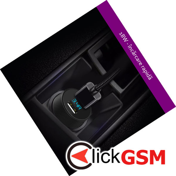 Yesido - Car Charger (Y31) - 2x USB, LED Display, QC 3.0, 18W, 3A - Black