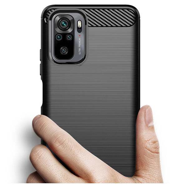 Techsuit - Carbon Silicone - Xiaomi Redmi Note 10 4G / Note 10S / Poco M5s - Black