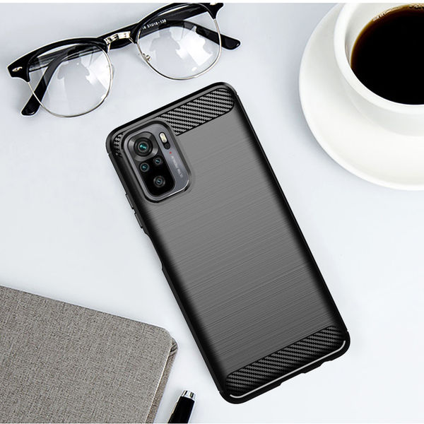 Techsuit - Carbon Silicone - Xiaomi Redmi Note 10 4G / Note 10S / Poco M5s - Black