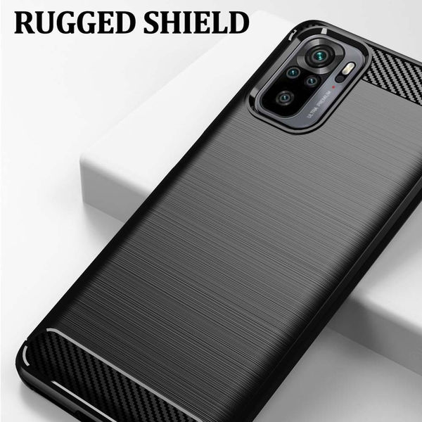 Techsuit - Carbon Silicone - Xiaomi Redmi Note 10 4G / Note 10S / Poco M5s - Black