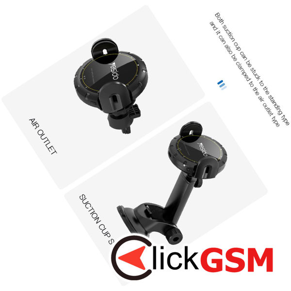 Yesido - Car Holder with Wireless Charging (C77) - Extendable Arm for Dashboard, Windshield, Air Vent, 15W - Black