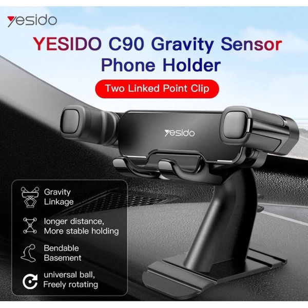 Yesido - Car Holder (C90) - Gravity Grip for Dashboard - Black