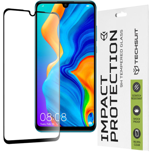 Techsuit - 111D Full Cover / Full Glue Glass - Huawei P30 Lite / P30 Lite New Edition - Black
