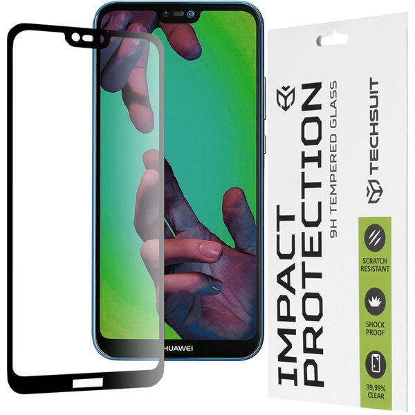 Techsuit - 111D Full Cover / Full Glue Glass - Huawei P20 Lite - Black