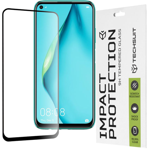 Techsuit - 111D Full Cover / Full Glue Glass - Huawei P40 Lite / P20 Lite 2019 - Black