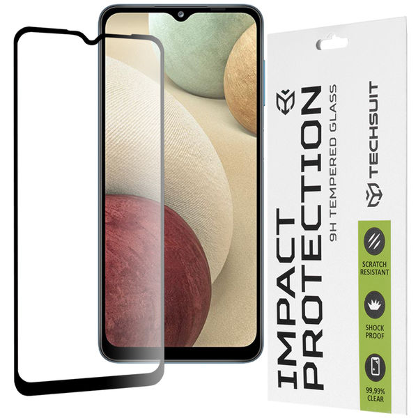 Techsuit - 111D Full Cover / Full Glue Glass - Samsung Galaxy A02 / M02 / A12 / A12 Nacho / F12 / M12 / A32 5G - Black