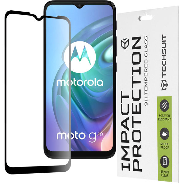 Techsuit - 111D Full Cover / Full Glue Glass - Motorola Moto G10 / Moto G20 / Moto G30 / Moto E7 Plus / Moto G9 Play - Black