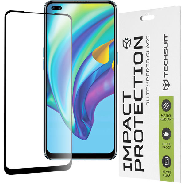 Techsuit - 111D Full Cover / Full Glue Glass - Oppo Reno4 Lite - Black