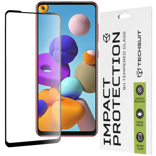 Techsuit - 111D Full Cover / Full Glue Glass - Samsung Galaxy A21s / A21 - Black